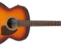 Gitara akustyczna Ibanez z wykończeniem sunburst. Brzmienie tej gitary jest czyste i naturalne, co to znaczy akustyczny.