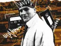 Krakowski raper w koronie z napisem Tommy, obok kaseta VHS i płyta winylowa.