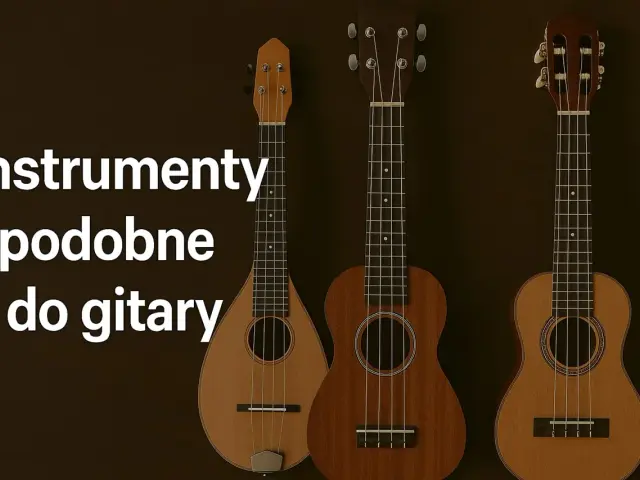 Trzy instrumenty podobne do gitary: mandolina, ukulele i kolejne ukulele.