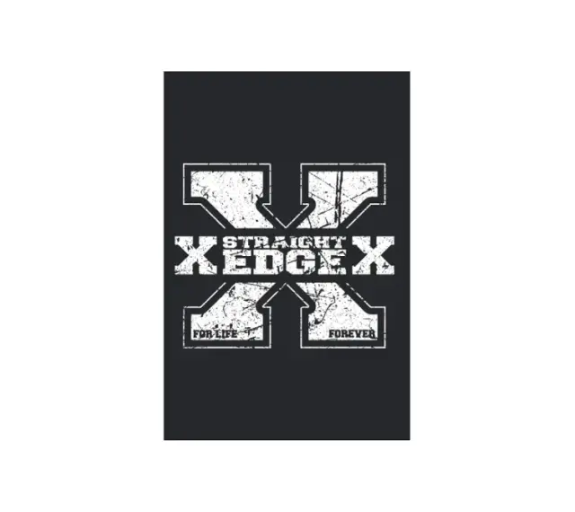 Grafika z napisem "STRAIGHT X EDGEX", symbolizująca styl życia straight edge. "For life, forever" podkreśla jego trwałość.