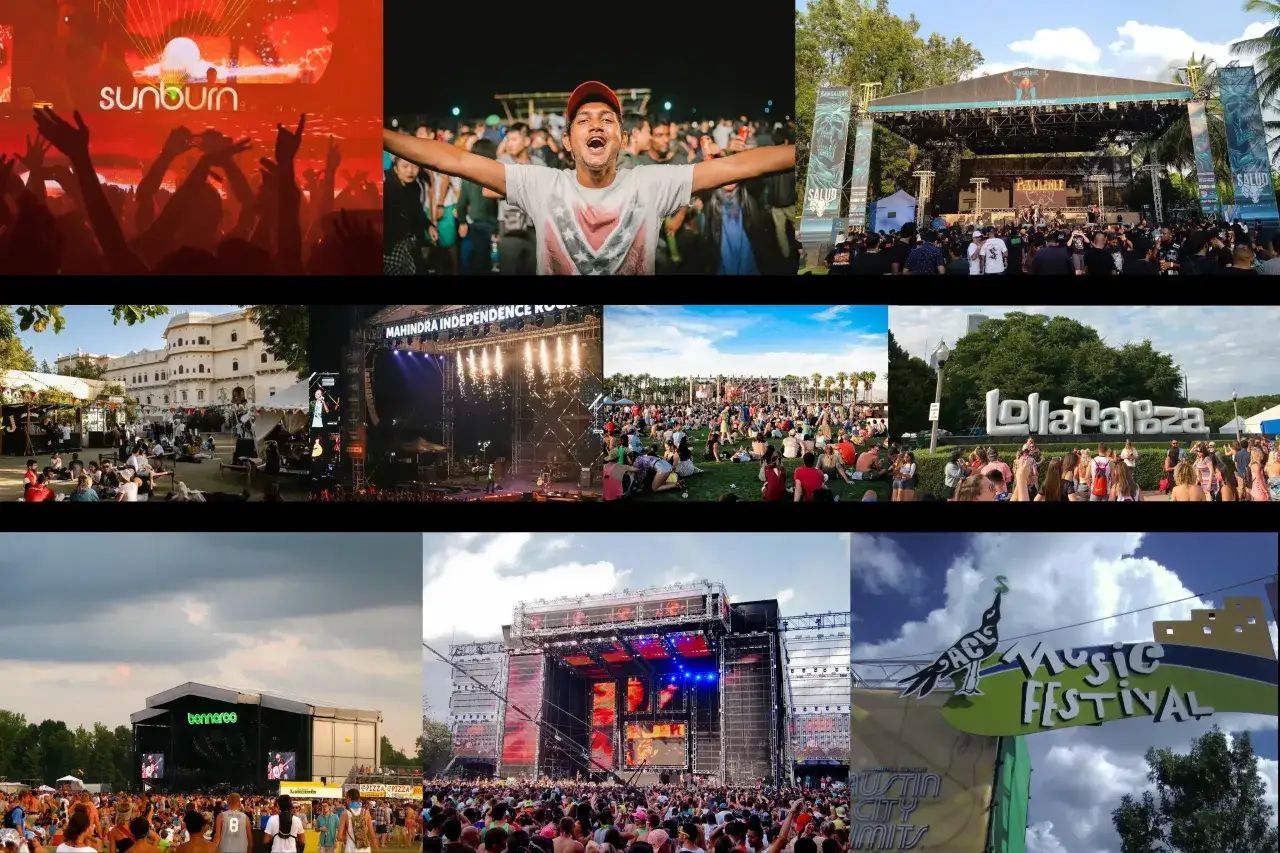 Koncerty i festiwale muzyczne, od Sunburn po Lollapalooza, prezentują najpopularniejsze gatunki muzyczne. Tłumy bawią się przy dźwiękach ulubionych artystów.