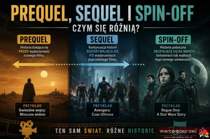 Czym jest spin-off? To historia poboczna skupiająca się na innych bohaterach lub wątkach tego samego uniwersum, jak "Rogue One".